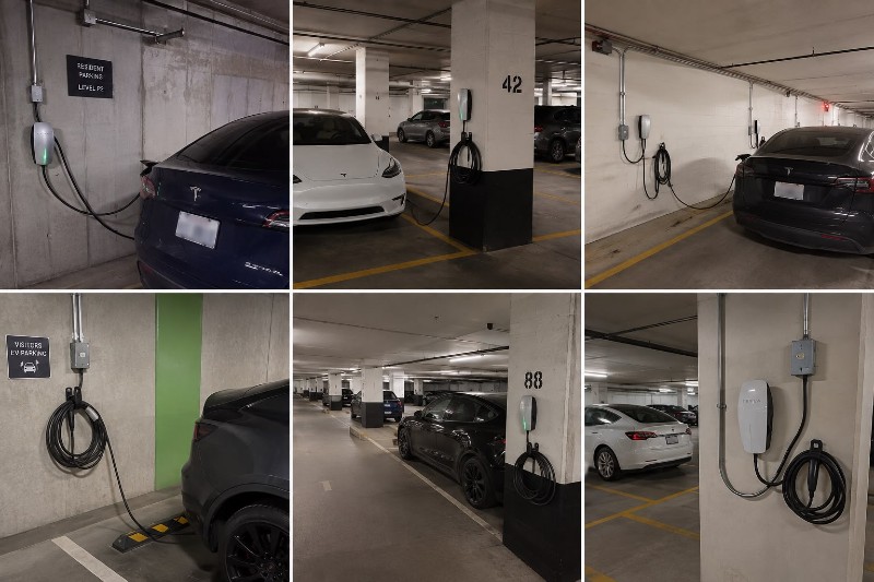 Tesla Wall Connector installed in a residential garage for Level 2 EV charging